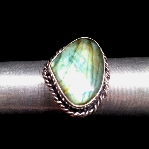 102 NWT Labradorite gemstone crystal 925 silver ring size 9.5 free shipping sale - Picture 5 of 8